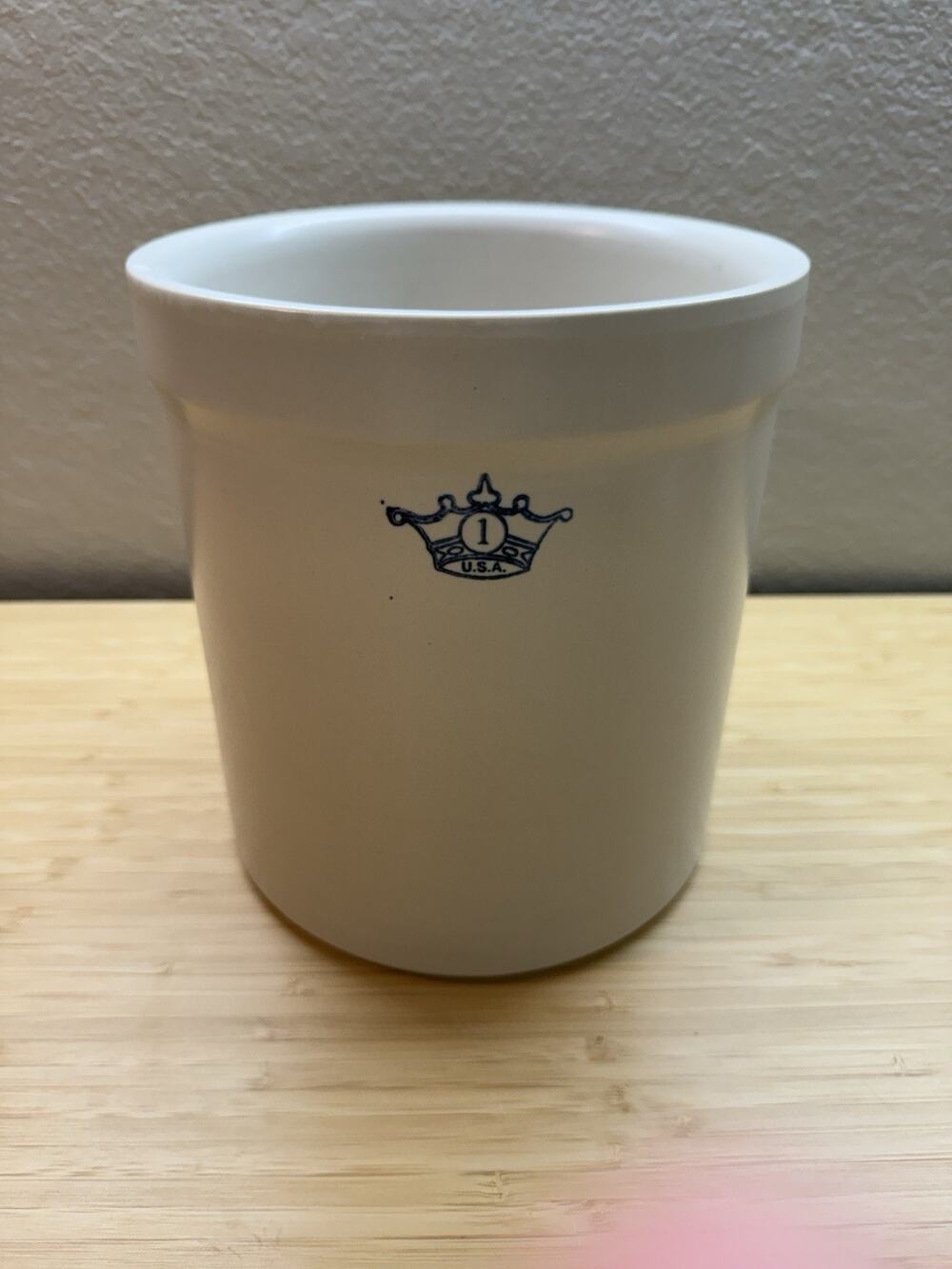 Vintage Robinson Ransbottom 1 Gallon Blue Crown Stoneware Crock USA